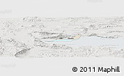 Shaded Relief Panoramic Map of Chapala, lighten, semi-desaturated