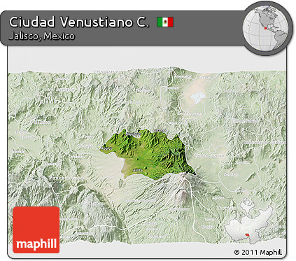 Satellite 3D Map of Ciudad Venustiano C., lighten