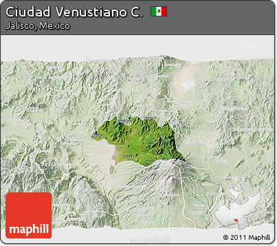 Satellite 3D Map of Ciudad Venustiano C., lighten