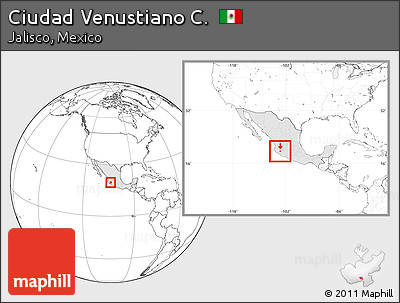 Blank Location Map of Ciudad Venustiano C., highlighted country, within the entire country