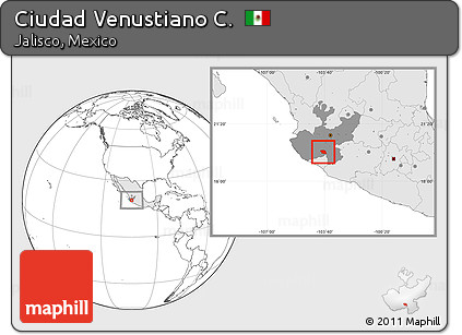 Blank Location Map of Ciudad Venustiano C., highlighted country, highlighted parent region