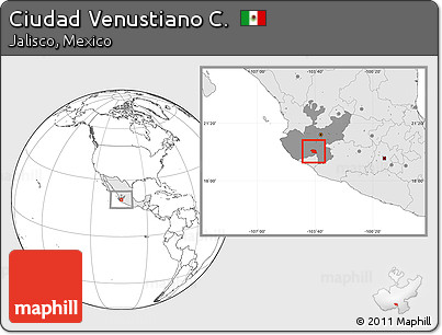 Blank Location Map of Ciudad Venustiano C., highlighted country, highlighted parent region