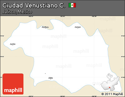 Classic Style Simple Map of Ciudad Venustiano C., single color outside