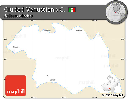 Classic Style Simple Map of Ciudad Venustiano C., single color outside