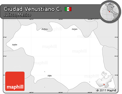 Silver Style Simple Map of Ciudad Venustiano C.