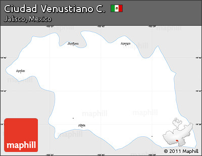 Silver Style Simple Map of Ciudad Venustiano C., single color outside