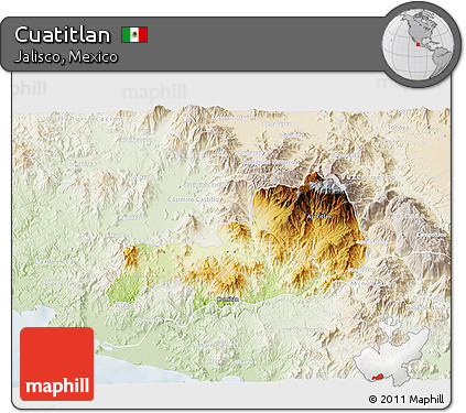 Physical 3D Map of Cuatitlan, lighten
