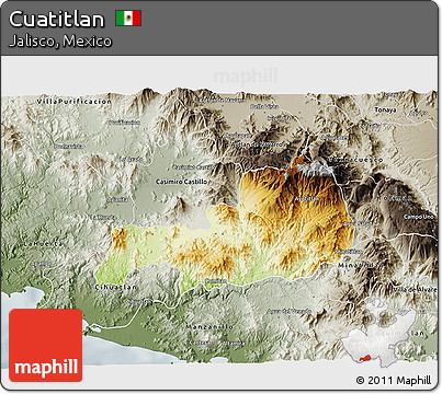 Physical 3D Map of Cuatitlan, semi-desaturated