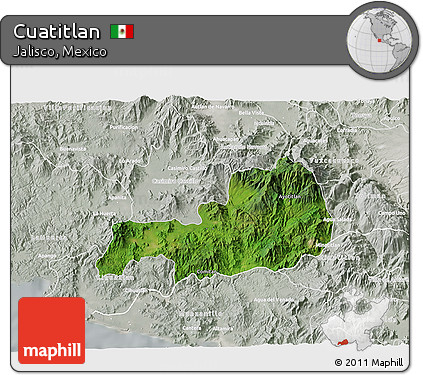 Satellite 3D Map of Cuatitlan, lighten, semi-desaturated