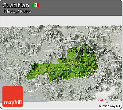 Satellite 3D Map of Cuatitlan, lighten, semi-desaturated
