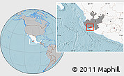 Gray Location Map of Cuatitlan, highlighted country, highlighted parent region, hill shading