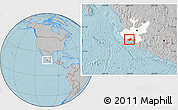 Gray Location Map of Cuatitlan, highlighted parent region, hill shading