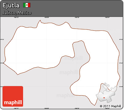 Classic Style Simple Map of Ejutla, cropped outside