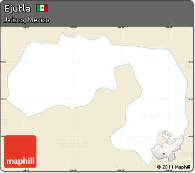 Classic Style Simple Map of Ejutla, single color outside