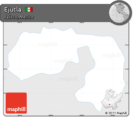 Silver Style Simple Map of Ejutla, single color outside