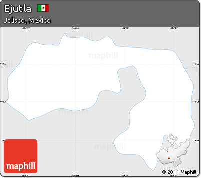 Silver Style Simple Map of Ejutla, single color outside