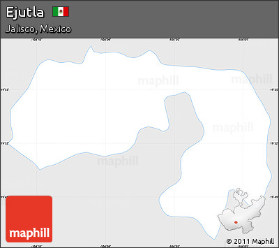 Silver Style Simple Map of Ejutla, single color outside