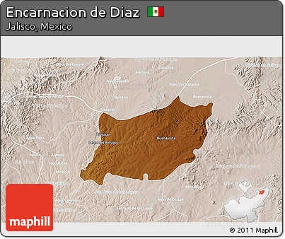 Physical 3D Map of Encarnacion De Diaz, lighten