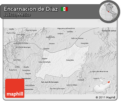 Silver Style 3D Map of Encarnacion De Diaz