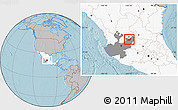 Gray Location Map of Encarnacion de Diaz, highlighted country, highlighted parent region, hill shading