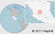 Gray Location Map of Encarnacion de Diaz, highlighted country, hill shading
