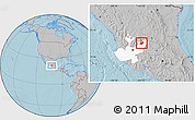 Gray Location Map of Encarnacion de Diaz, highlighted parent region, hill shading