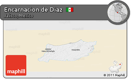 Classic Style Panoramic Map of Encarnacion De Diaz, single color outside