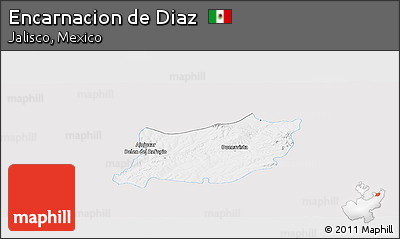 Silver Style Panoramic Map of Encarnacion De Diaz, single color outside