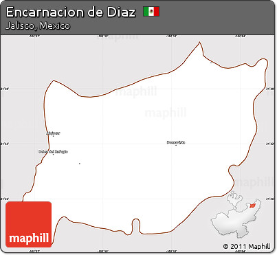 Classic Style Simple Map of Encarnacion De Diaz, cropped outside