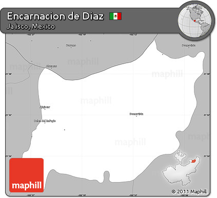 Gray Simple Map of Encarnacion De Diaz