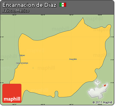 Savanna Style Simple Map of Encarnacion De Diaz, cropped outside