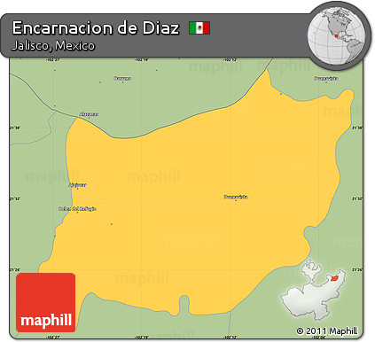 Savanna Style Simple Map of Encarnacion De Diaz