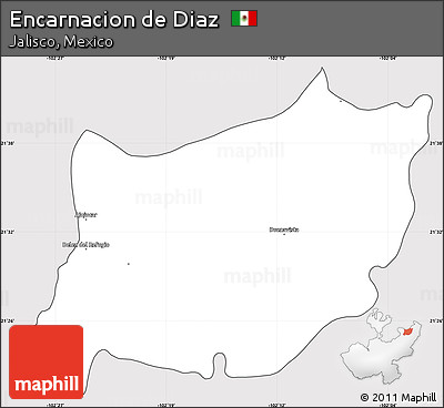 Silver Style Simple Map of Encarnacion De Diaz, cropped outside