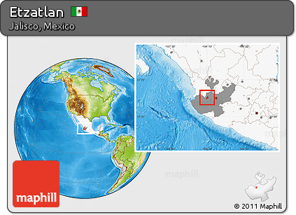 Physical Location Map of Etzatlan, highlighted country, highlighted parent region