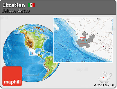 Physical Location Map of Etzatlan, highlighted country, highlighted parent region