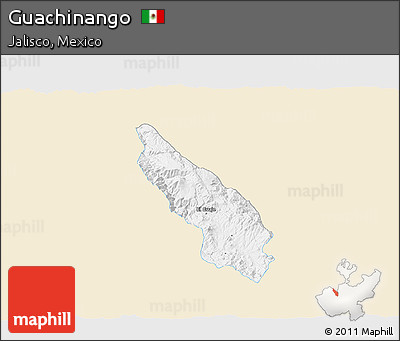 Classic Style 3D Map of Guachinango, single color outside