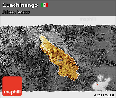 Physical 3D Map of Guachinango, darken, desaturated
