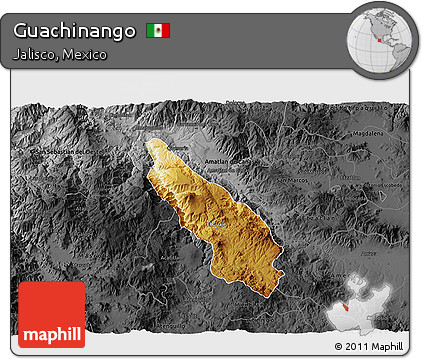 Physical 3D Map of Guachinango, darken, desaturated