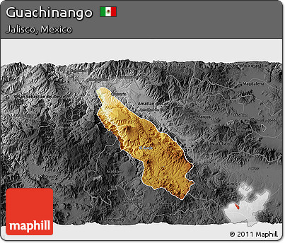 Physical 3D Map of Guachinango, darken, desaturated