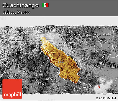 Physical 3D Map of Guachinango, desaturated