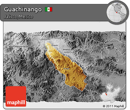 Physical 3D Map of Guachinango, desaturated