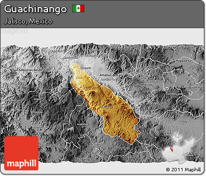 Physical 3D Map of Guachinango, desaturated