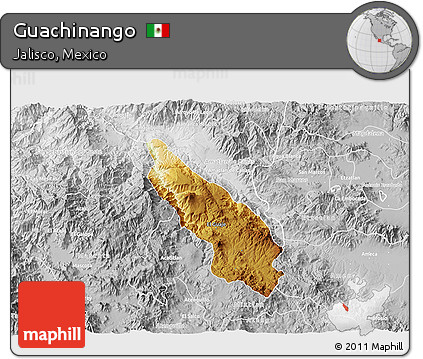 Physical 3D Map of Guachinango, lighten, desaturated