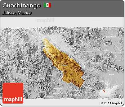 Physical 3D Map of Guachinango, lighten, desaturated