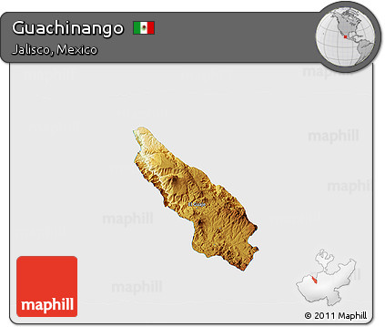 Physical 3D Map of Guachinango, single color outside