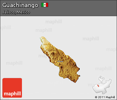 Physical 3D Map of Guachinango, single color outside