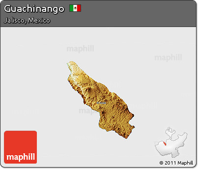 Physical 3D Map of Guachinango, single color outside