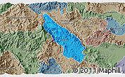 Political 3D Map of Guachinango, semi-desaturated