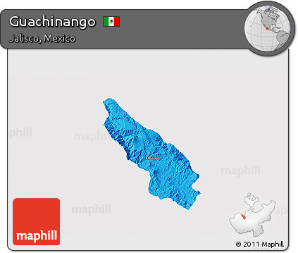 Political 3D Map of Guachinango, single color outside