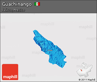 Political 3D Map of Guachinango, single color outside